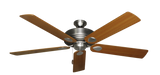 60 inch Futura Ceiling Fan in Satin Steel with Teak Matte Blades