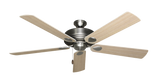 60 inch Futura Ceiling Fan in Satin Steel with Unfinished Oak Matte Blades
