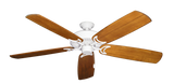 60 inch Riviera DC ceiling fan in pure white with Arbor 450 oak blades
