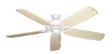 60 inch Riviera DC ceiling fan in pure white with Arbor 450 whitewash blades