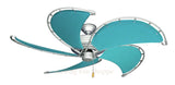 Raindance Ceiling Fan in Brushed Nickel with Aquamarine Canvas Blades