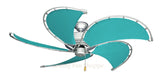 Raindance Ceiling Fan in Brushed Nickel with Aruba blue canvas blades