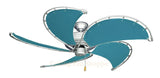Raindance Ceiling Fan in Brushed Nickel with Turquoise Canvas Blades