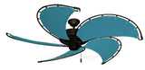 Raindance Ceiling Fan in Matte Black with Turquoise Canvas Blades