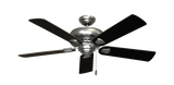Tiara Ceiling Fan in Satin Steel with Black Matte Blades