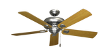 Tiara Ceiling Fan in Satin Steel with Honey Oak Matte Blades