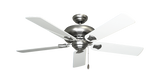 Tiara Ceiling Fan in Satin Steel with Pure White Gloss Blades
