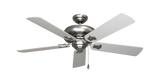 Tiara Ceiling Fan in Satin Steel with Pure White Blades