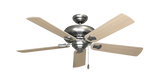 Tiara Ceiling Fan in Satin Steel with Unfinished Oak Matte Blades