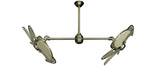 30 inch Twin Star III Double Ceiling Fan - Nautical Khaki Blades, Antique Brass Motor Finish