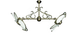 30 inch Twin Star III Double Ceiling Fan - Nautical White Blades, Antique Brass Motor Finish and Decorative Scroll