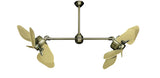 35 inch Twin Star III Double Ceiling Fan -  ABS Outdoor Tan Blades, Antique Brass Motor Finish