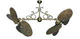 50 inch Twin Star III with Barcelona Wood Blades, Antique Brass Motor Finish with Decorative Scroll
