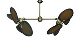 50 inch Twin Star III Double Ceiling Fan - Distressed Walnut Blades, Antique Brass Motor Finish