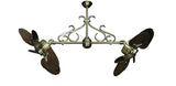 35 inch Twin Star III Double Ceiling Fan -  Arbor 600 Blades, Antique Brass Motor Finish and Decorative Scroll