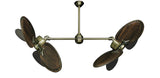 raindace50 inch Twin Star III Double Ceiling Fan - Arbor 950 Dark Walnut Blades, Antique Brass Motor Finish