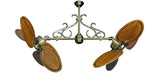 50 inch Twin Star III Double Ceiling Fan - Arbor 950 Oak Blades, Antique Brass Finish and Decorative Scroll