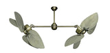 50 inch Twin Star III Double Ceiling Fan - Bombay Driftwood Blades, Antique Brass Motor Finish