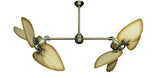 50 inch Twin Star III Double Ceiling Fan - Bombay Tan Blades, Antique Brass Motor Finish
