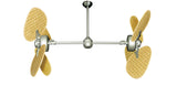 46 inch Twin Star III Double Ceiling Fan - Woven Bamboo Natural Blades, Brushed Nickel Motor Finish