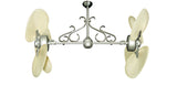 46 inch Twin Star III Double Ceiling Fan - Natural Palm Blades, Brushed Nickel Motor Finish and Decorative Scroll