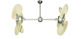 46 inch Twin Star III Double Ceiling Fan - Natural Palm Blades, Brushed Nickel Motor Finish