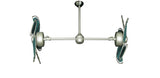 30 inch Twin Star III Double Ceiling Fan -  Nautical Green Blades, Brushed Nickel Motor Finish