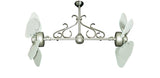 35 inch Twin Star III Double Ceiling Fan - ABS Outdoor Pure White Blades, Brushed Nickel Motor Finish and Decorative Scroll