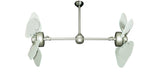 35 inch Twin Star III Double Ceiling Fan -  ABS Outdoor Pure White Blades, Brushed Nickel Motor Finish