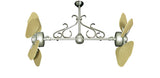 35 inch Twin Star III Double Ceiling Fan - ABS Outdoor Tan Blades, Brushed Nickel Motor Finish and Decorative Scroll
