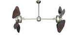 35 inch Twin Star III Double Ceiling Fan - ABS Outdoor Oil Rubbed Bronze Blades, Brushed Nickel Motor Finish