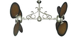 50 inch Twin Star III Double Ceiling Fan - Distressed Walnut Blades, Brushed Nickel Motor Finish, Decorative Scroll