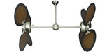 50 inch Twin Star III Double Ceiling Fan - Distressed Walnut Blades, Brushed Nickel Motor Finish