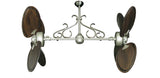 50 inch Twin Star III Double Ceiling Fan - Arbor 950 Dark Walnut Blades, Brushed Nickel Motor Finish and Decorative Scroll