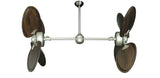 50 inch Twin Star III Double Ceiling Fan - Arbor 950 Dark Walnut Blades, Brushed Nickel Motor Finish