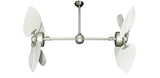 50 inch Twin Star III Double Ceiling Fan - Bombay Pure White Blades, Brushed Nickel Motor Finish