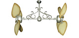 50 inch Twin Star III Double Ceiling Fan - Bombay Tan Blades, Brushed Nickel and Decorative Scroll