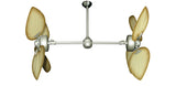 50 inch Twin Star III Double Ceiling Fan - Bombay Tan Blades, Brushed Nickel Motor Finish