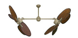 46 inch Twin Star III Double Ceiling Fan - Woven Bamboo Dark Blades, Driftwood Motor Finish