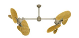 46 inch Twin Star III Double Ceiling Fan - Woven Bamboo Natural Blades, Driftwood Motor Finish