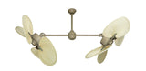 46 inch Twin Star III Double Ceiling Fan - Natural Palm Blades, Driftwood Motor Finish
