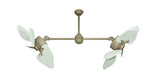 35 inch Twin Star III Double Ceiling Fan - ABS Outdoor Pure White Blades, Driftwood Motor Finish
