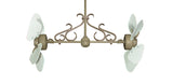 35 inch Twin Star III Double Ceiling Fan - ABS Outdoor Pure White Blades, Driftwood Motor Finish and Decorative Scroll