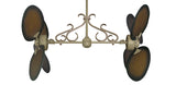50 inch Twin Star III Double Ceiling Fan - Distressed Walnut Blades, Driftwood Motor Finish and Decorative Scroll