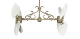 50 inch Twin Star III Double Ceiling Fan - Bombay Pure White Blades, Driftwood Motor Finish and Decorative Scroll