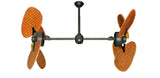 46 inch Twin Star III Double Ceiling Fan - Woven Bamboo Cherry Blades, Oil Rubbed Bronze Motor Finish