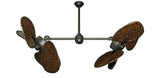 46 inch Twin Star III Double Ceiling Fan - Woven Bamboo Dark Blades, Oil Rubbed Bronze Motor Finish