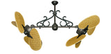 46 inch Twin Star III Double Ceiling Fan - Woven Bamboo Natural Blades, Oil Rubbed Bronze Motor Finish and Decorative Scroll