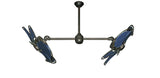 30 inch Twin Star III Double Ceiling Fan - Nautical Blue Blades, Oil Rubbed Bronze Motor Finish
