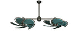 30 inch Twin Star III Double Ceiling Fan - Nautical Green Blades, Oil Rubbed Bronze Motor Finish